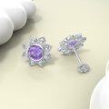 wholesale 925 Sterling Silver Purple Crystal Lotus Flower Stud Earrings for Women Girls Mom Gift-0-3