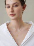 wholesale 14K Gold Butterfly Cross Pendant Necklace 14K Gold  Chain s for Her-0-3