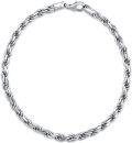 wholesale Sterling Silver Rope Chain Bracelet 2mm 4mm Lobster Clasp Italy 6 5 8 -0-5