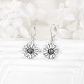 wholesale 925 Sterling Silver Daisy Flower Leverback Drop Earrings for Women Girls  4cm Long-0-3