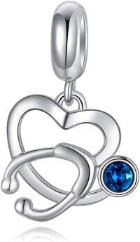 wholesale S925 Sterling Silver & Austria Crystal Stethoscope Charm Bracelet Jewelry Gift for Medical Professionals-A-Stethoscope Charm