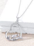 wholesale 925 Sterling Silver Heart Shaped Mama Bear Family Pendant Necklace - Mother's Day Gifts for Women and Moms-0-1