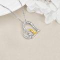 wholesale 925 Sterling Silver Heart-Shaped Moon Girl and Dog Pendant Necklace-0-3