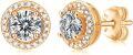 wholesale Rose Gold Plated 925 Sterling Silver Round Cut Moissanite Halo Stud Earrings-0-6