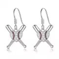 wholesale 925 Sterling Silver Baseball Heart Crossed Bats Dangle Earrings Wholesale Sporty Gift for Women-0-0