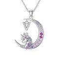 TOUPOP Sterling Silver Moon Initial V Letter Pendant Necklace For Women-0-0