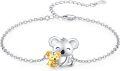 wholesale 925 Sterling Silver Koala and Baby Charm Bracelet/Anklet - Adjustable Gift for Women-0-0