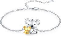 wholesale 925 Sterling Silver Koala and Baby Charm Bracelet/Anklet - Adjustable Gift for Women-Koala