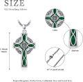 wholesale 925 Sterling Silver Green Enamel Celtic Cross Pendant Necklace  Norse Viking Jewelry-0-1