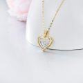 wholesale 14K Gold & Double Heart Moissanite Pendant Necklace for Women - 16-18 inch Chain Length-0-2