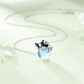 wholesale 925 Sterling Silver French Bulldog Opalite Gemstone Pendant Necklace for Women Gifts-0-4