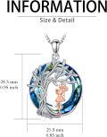 wholesale 925 Sterling Silver Tennis Player Tree Of Life Crystal Pendant Necklace Rose Gold-0-5