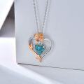 wholesale 925 Sterling Silver Turquoise Heart Rose Pendant Necklace for Women - Forever in My Heart-0-2