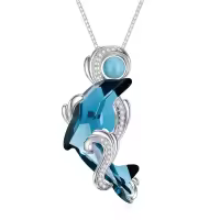 TOUPOP Sterling Silver Crystal Dolphin Pendant Necklace-undefined
