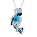 TOUPOP Sterling Silver Crystal Dolphin Pendant Necklace-0-0