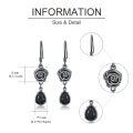 wholesale 925 Sterling Silver Rose Drop Earrings Wholesale With Black Stones-0-4