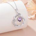 wholesale TOUPOP Heart Birthstone Pendant Necklace 925 Sterling Silver Double Heart Love Jewelry Birthday Christmas Gifts For Women Her Wife Girlfriend Mom -0-4