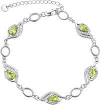 wholesale  Sterling Silver Birthstone Bracelets for Women Mom Grandma -Peridot