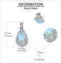 wholesale 925 Sterling Silver Teardrop Blue Glass Butterfly & Flower Keepsake Pendant Necklace-0-4