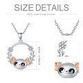wholesale 925 Sterling Silver Cute Axolotl Pendant Necklace Rose Gold Wings Zircon Flower Wreath For Women-0-1