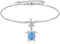 wholesale 925 Sterling Silver Blue Opal Sea Turtle Starfish Charm Anklet Celtic Knot  for Women-0-0
