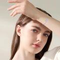 wholesale 925 Sterling Silver Pink Opal Inlay Butterfly Charm Chain Bracelet for Women-0-2