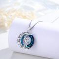 wholesale 925 Sterling Silver Blue Crystal Celtic Moon Star Pendant Necklace for Women-0-1