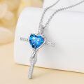 TOUPOP Sterling Silver Topaz Cross Pendant Necklace December Birthstone Christian Jewelry-0-4