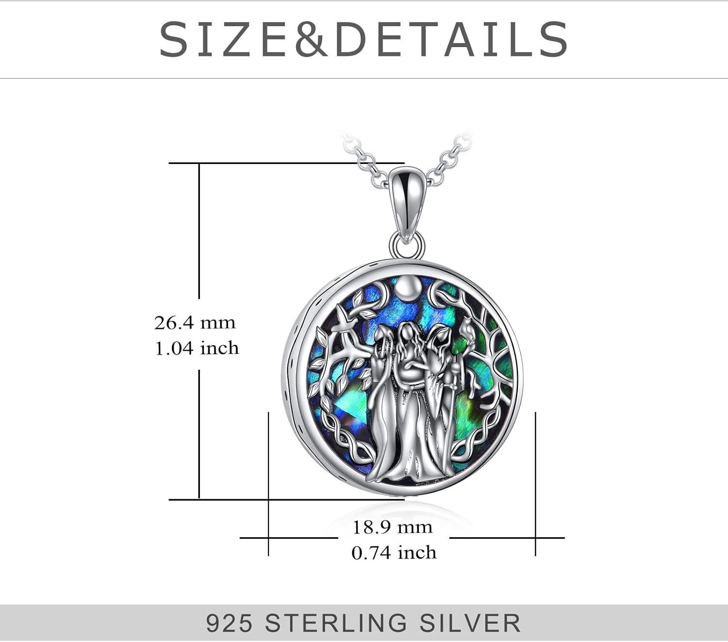 Sterling Silver Triple Moon Urn Necklace Pagan Wiccan Magic Amulet-0-1