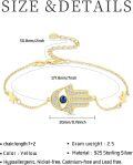 wholesale Gold 925 Sterling Silver Hamsa Evil Eye Celtic Cross Adjustable Egyptian Protective Bracelet for Women-0-3