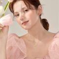 TOUPOP 14K Gold Rose Flower Heart Pendant Necklace-0-2