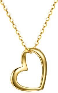 wholesale 14K Gold Hollow Heart Pendant Chain Necklace for Women Gifts-Yellow
