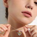 wholesale 925 Sterling Silver Yellow Enamel Daffodil Heart Pendant Necklace for Women-0-3