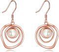 wholesale 925 Sterling Silver Pink Pearl Swirl Circle Drop Dangle Earrings-0-15