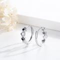 wholesale 925 Sterling Silver Black Enamel Heart & Paw Print Huggie Hoop Earrings for Women - Small Animal Lover Gift Ideas-0-1
