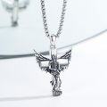 wholesale 925 Sterling Silver Saint Gabriel Angel Cross Pendant Necklace with Winged Statue Charm for Men-0-1
