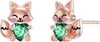 wholesale 925 Sterling Silver Pink Crystal Love Heart Fox Stud Earrings for Girls and Women-May