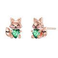 wholesale 925 Sterling Silver Cute Fox Holding Heart Earrings Wholesale Pink-0-48