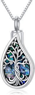 wholesale TOUPOP Teardrop Tree Of Life Urn Necklace For Ashes 925 Sterling Silver Gemstone Tree Of Life Cremation Jewelry With Funnel Filler Memorial Jewelry Gifts For Women Men -0-0