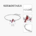 wholesale 925 Sterling Silver Red Cardinal Bird Charm Bracelet with Crystal Accents and Chain Links-0-2