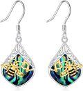 wholesale 925 Sterling Silver Abalone Shell Honeycomb Bee Drop Earrings for Women Gift-0-0