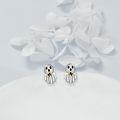wholesale 925 Sterling Silver Halloween Ghost Stud Earrings with Gold Accents-0-2