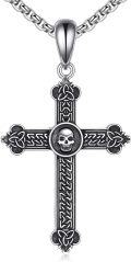 wholesale 925 Sterling Silver Skull Celtic Cross Necklace for Men Women Gothic Irish s 45cm Chain Length-0-0