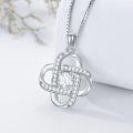 wholesale 925 Sterling Silver 925 Jewelry White Cubic Zirconia Love Knot Pendant Necklaces for Women-0-2