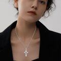 wholesale 925 Sterling Silver &  Wolf Head on Cross Pendant Necklace-0-5