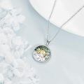 wholesale 925 Sterling Silver Mountain Sunrise Moss Agate Oval Pendant Necklace Two Tone-0-2