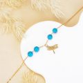 wholesale 14K Gold Turquoise Beaded Dragonfly Charm Bracelet for Women - Adjustable Length (9)-0-2