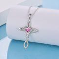 wholesale 925 Sterling Silver White Gold Plated Celtic Cross Heart Citrine Pendant Necklace-0-39