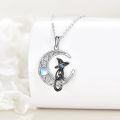 wholesale 925 Sterling Silver Cat Witch Hat Moon Phase Pendant Necklace for Women and Girls-0-2