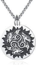 wholesale 925 Sterling Silver Norse Raven & Sun Symbol Pendant Necklace  with Chain - Viking Runes Jewelry for Men Women Gifts-0-0